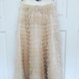 Full length cream tulle skirt